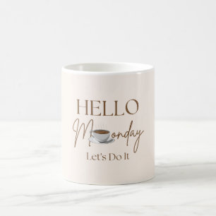 Cute Hello Monday Pastel Cream Beige Coffee Mug