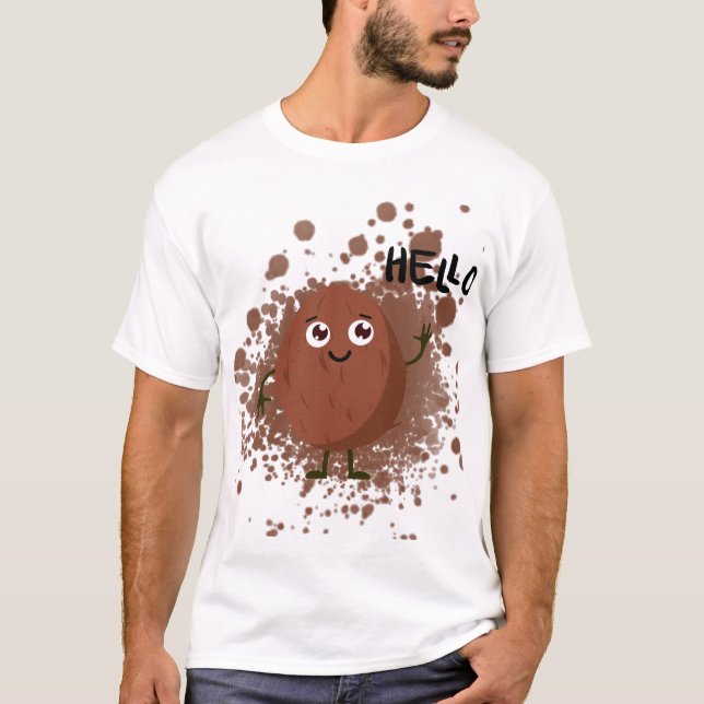 Cute Hello Nut Cartoon Character T-Shirt (Front)