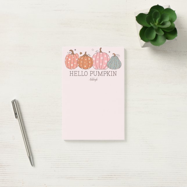Cute Hello Pumpkin Personalized Post-it Notes (Office)