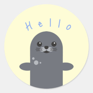Cute Hello Seal Aquatic Animal Sticker