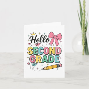 Cute Hello Second Grade Back To School Coquette Te Card