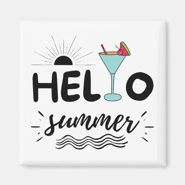 Cute Hello Summer Beach Magnet (Front)