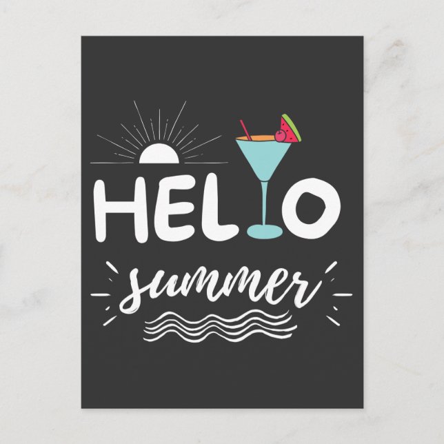 Cute Hello Summer Beach Postcard (Front)