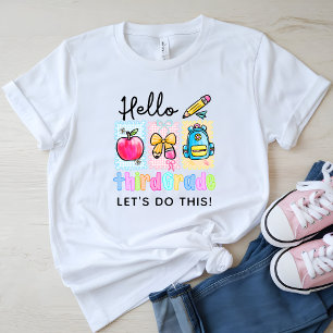 Cute Hello Third Grade Preppy T-Shirt