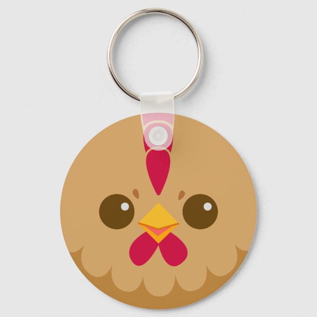 Cute Hen / Chicken Face Keychain (Front)