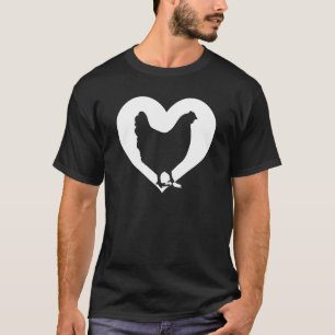 Cute Hen Who Loves Chickens Cool White Heart Vinta T-Shirt