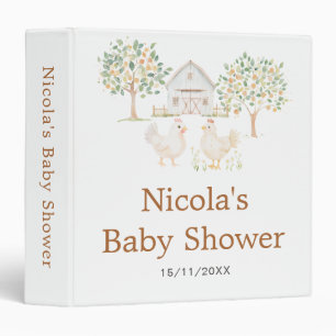 Cute Hens Farm Barn Baby Shower Binder