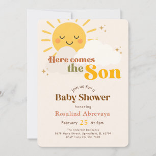 Cute Here Comes the Son Baby Shower Invitation