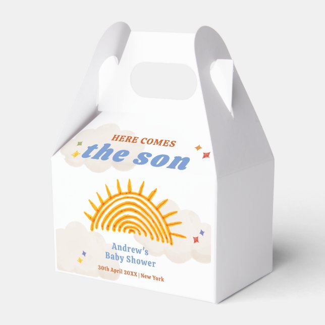 Cute Here Comes The Son Sunshine Baby Shower  Favor Box (Front Side)
