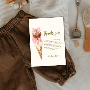 Cute Here's The Scoop Bow Ice Cream Baby Shower  Thank You Card