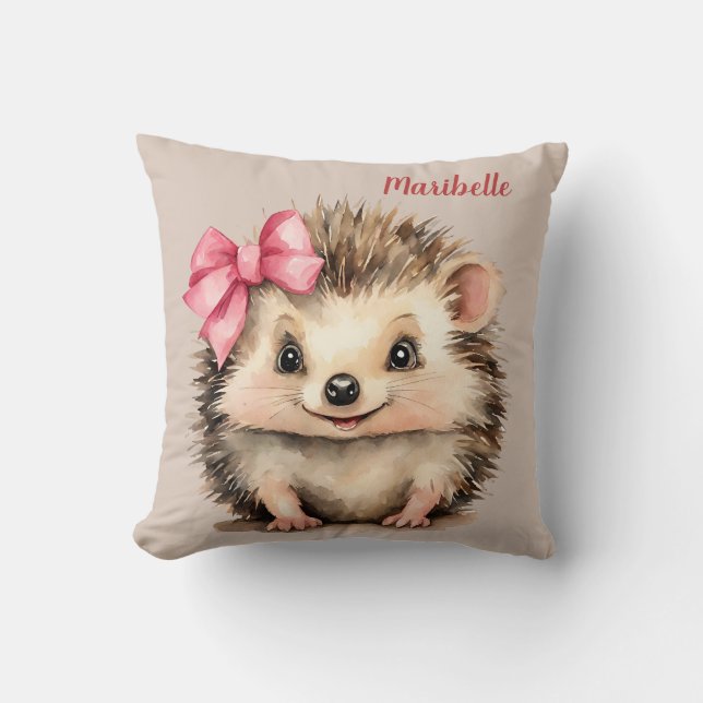 Cute Hérisson Filles Jeu Personnalisé Oreiller (Recto)