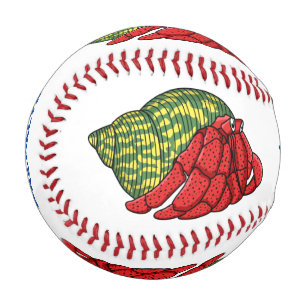 Cute hermit crab cartoon illustration baseball