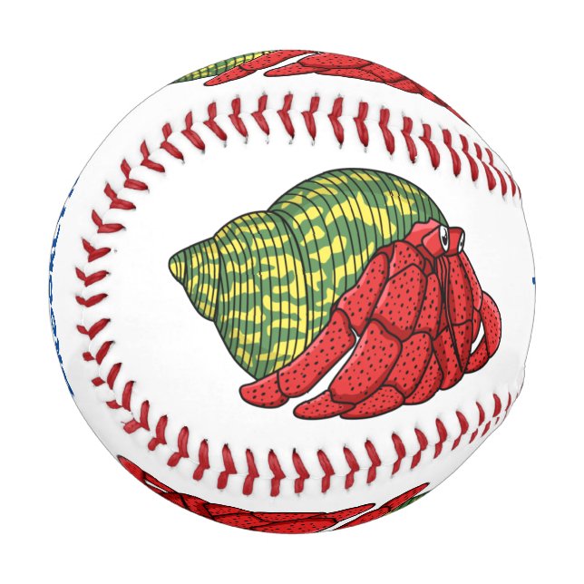Cute hermit crab cartoon illustration baseball (Front Left)