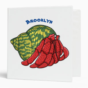 Cute hermit crab cartoon illustration binder