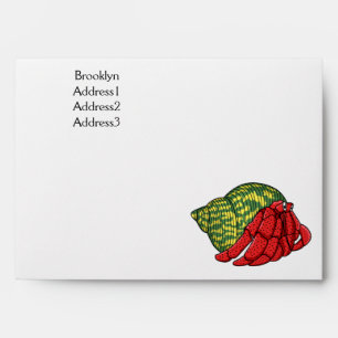 Cute hermit crab cartoon illustration envelope
