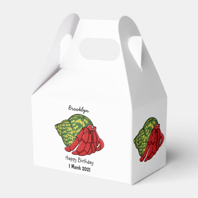 Cute hermit crab cartoon illustration  favor box (Front Side)