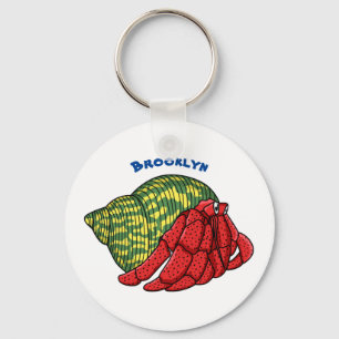 Cute hermit crab cartoon illustration keychain