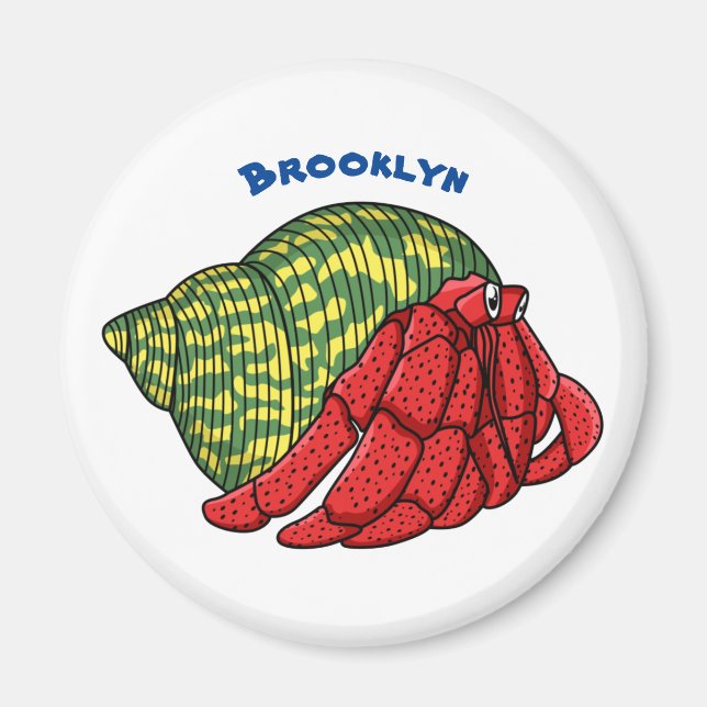 Cute hermit crab cartoon illustration magnet (Front)