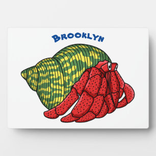 Cute hermit crab cartoon illustration plaque