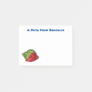 Cute hermit crab cartoon illustration post-it notes