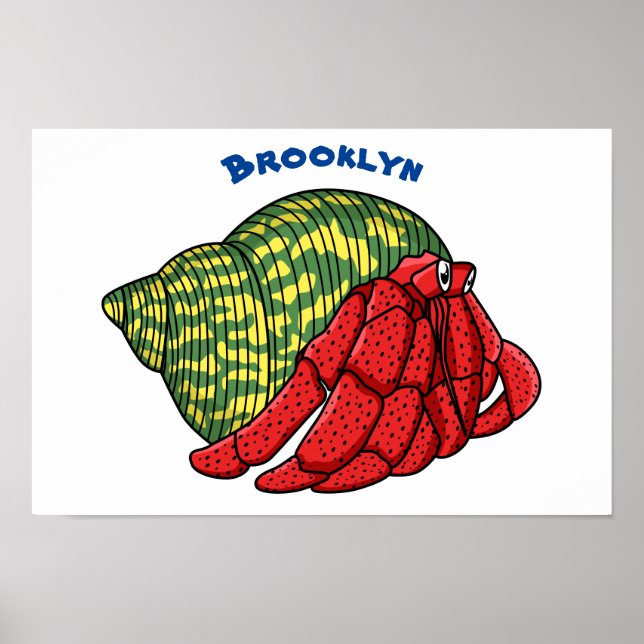 Cute hermit crab cartoon illustration poster (Front)