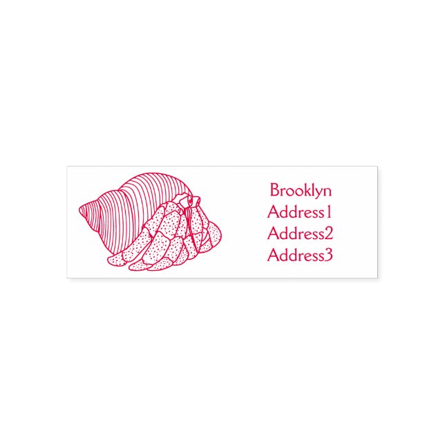 Cute hermit crab cartoon illustration self-inking stamp (Design)