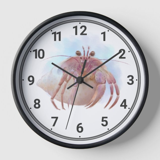 Cute hermit crab sketch clock (Front)