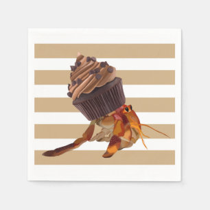 Cute Hermit Crab With Chocolate Cupcake Shell Napkin
