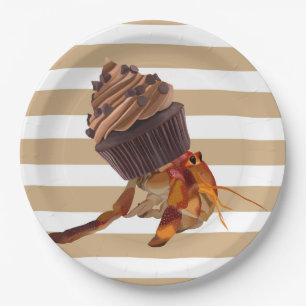 Cute Hermit Crab With Chocolate Cupcake Shell Paper Plate