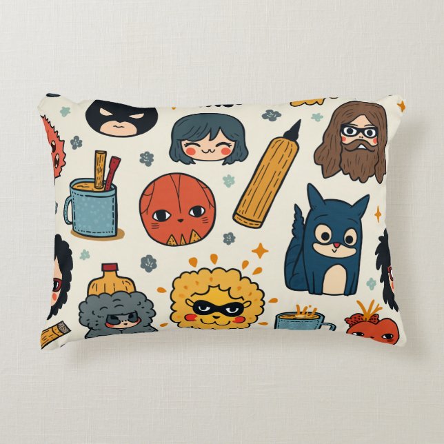 cute heroes accent pillow (Front)