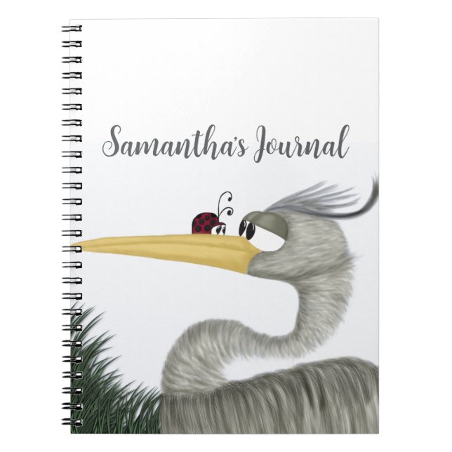 Cute Heron and Ladybug Notebook (Front)
