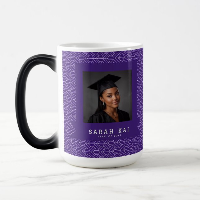 Cute Hexagon Print Commencement Exercise Magic Mug (Left)