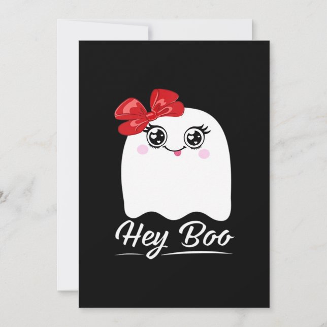 Cute Hey Boo Halloween Design Holiday Card (Front)