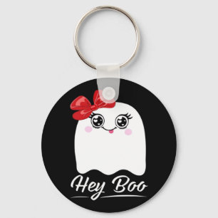 Cute Hey Boo Halloween Design Keychain