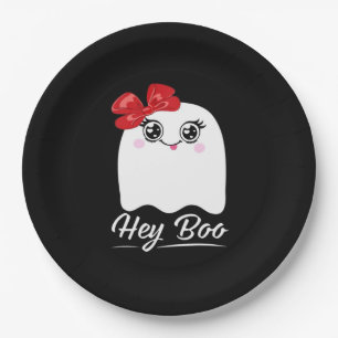 Cute Hey Boo Halloween Design Paper Plate