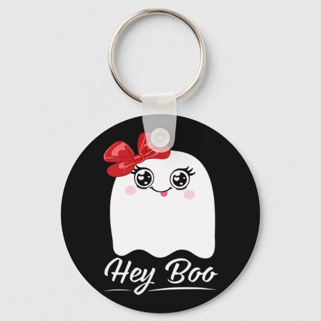 Cute Hey Boo Halloween Keychain (Front)