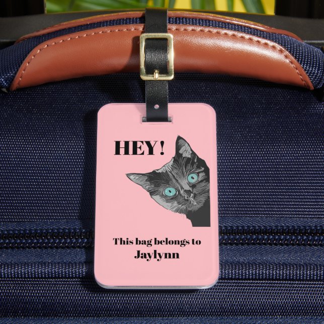 Cute HEY Cat  Luggage Tag (Front Insitu 2)