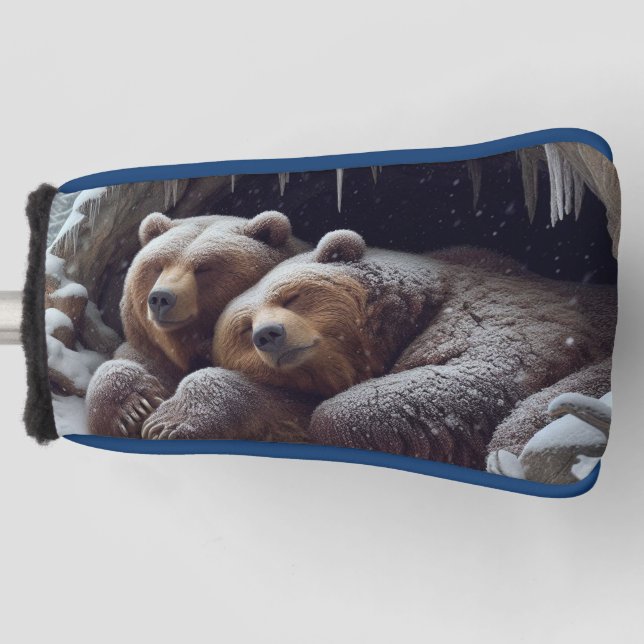 Cute hibernating winter bears golf head cover (Front)