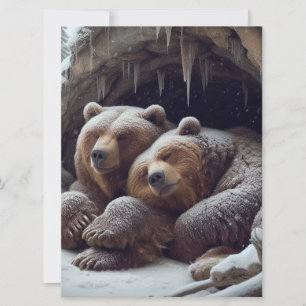 Cute hibernating winter bears holiday card