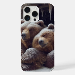 Cute hibernating winter bears iPhone 15 pro max case