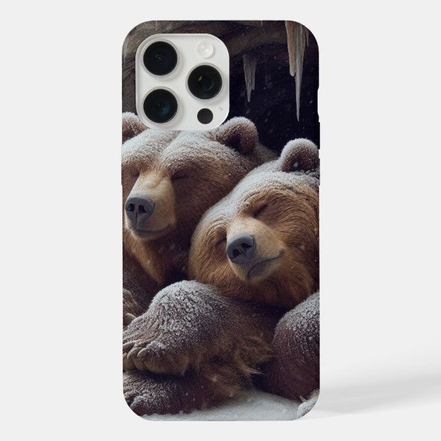 Cute hibernating winter bears iPhone case (Back)