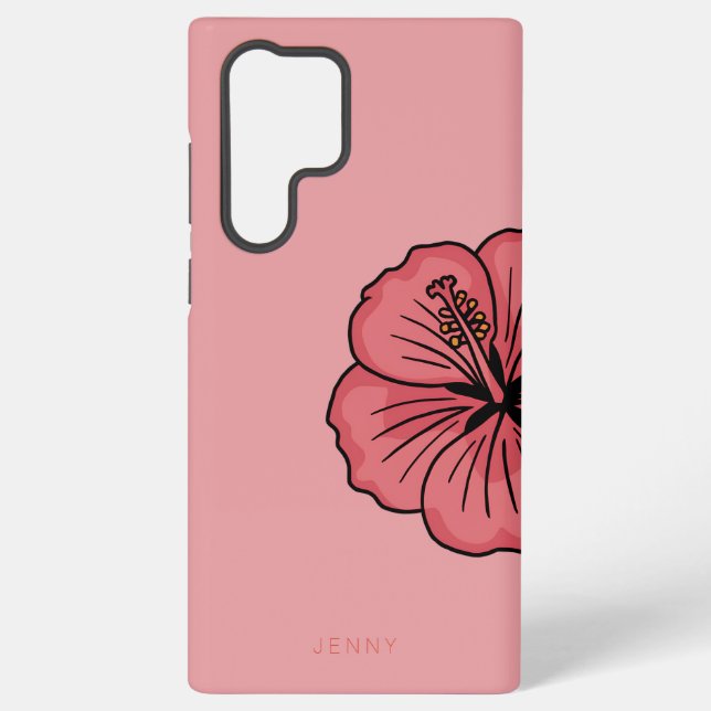 Cute hibiscus pattern samsung galaxy s22 ultra case (Back)