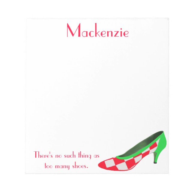 Cute High Heel Shoe Personalized Notepads (Front)