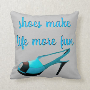Cute High Heel Shoe turquoise, silver, black Throw Pillow