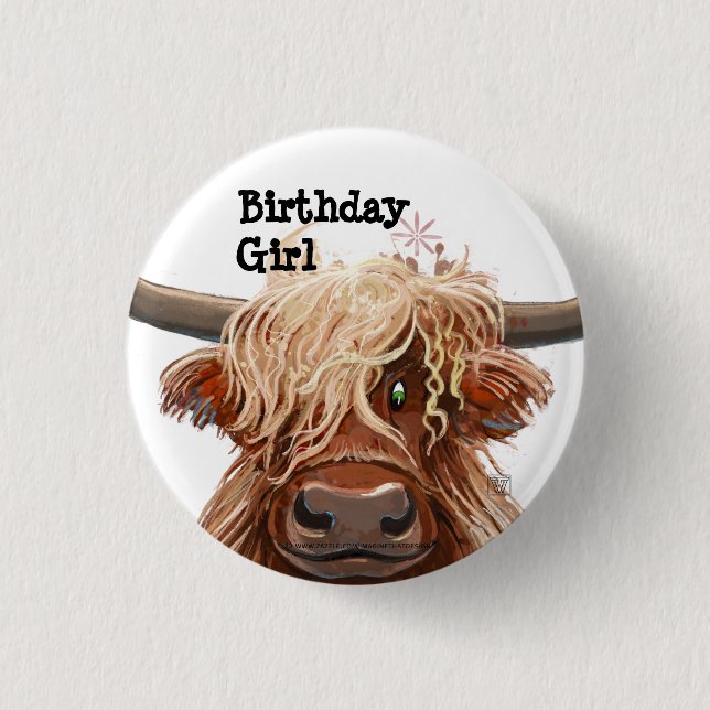 Cute Highland Cow 1 Inch Round Button (Front)