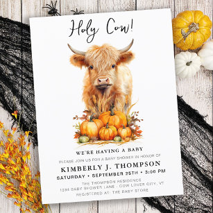 Cute Highland Cow Autumn Baby Shower Invitation Postcard