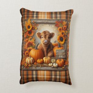 Cute Highland Cow Autumn print Accent Pillow