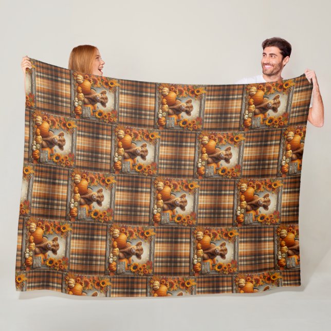 Cute Highland Cow Autumn print Fleece Blanket (In Situ)