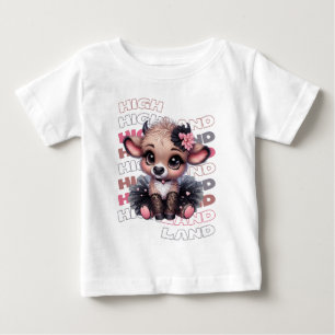 Cute Highland Cow Ballerina – Kawaii Animal Baby T-Shirt