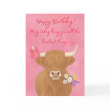 Cute Highland Cow Birthday Card